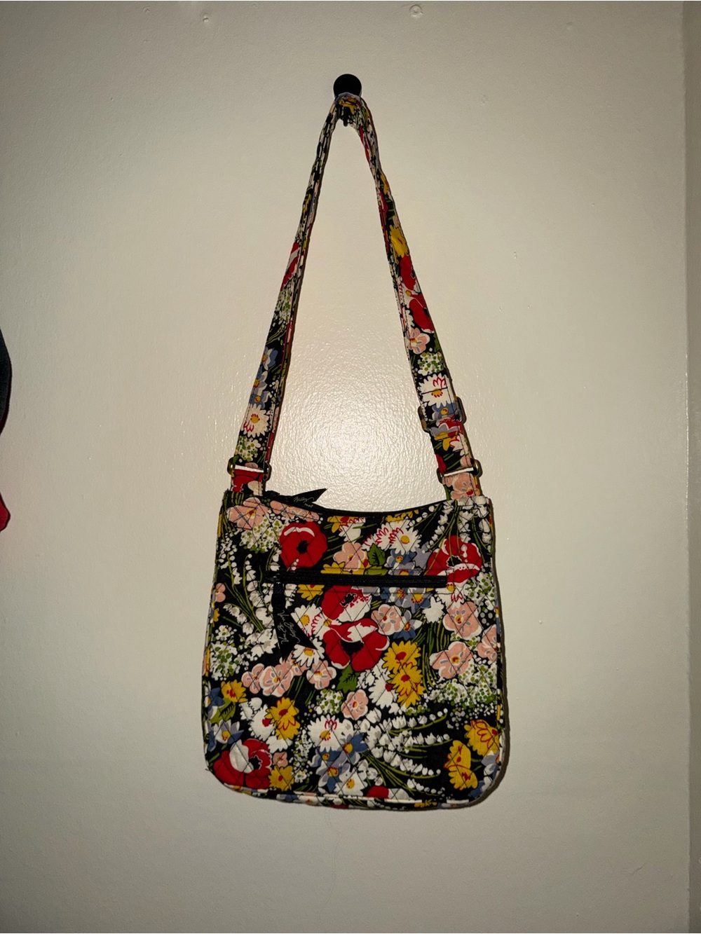 Vera Bradley- Floral Quilted Crossbody Bag - Black Multi